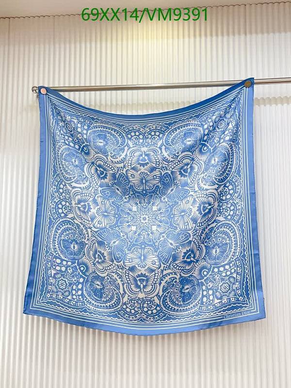 Dior Christian Dior Silk Scarf Blue White Butterfly Medallion 90x90CM