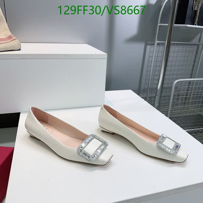 Roger Vivier Women's White Ballet Flats with Crystal Buckle