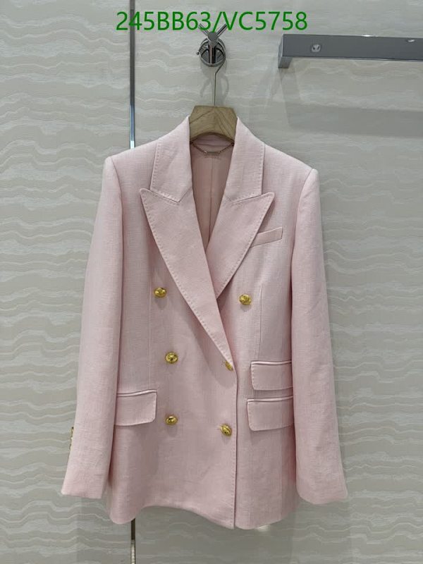 Balmain Women's Double-Breasted Linen Blazer - Pink Elegant Design