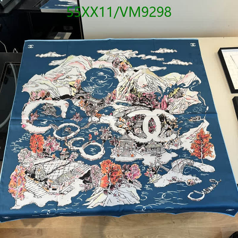 Chanel Silk Scarf VM9298 - Elegant 90x90CM Design with Asian Landscape Print