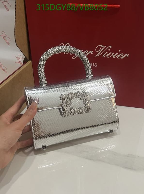 Roger Vivier "Vivier Silk" Shoulder Bag with Rhinestone Buckle in Silver