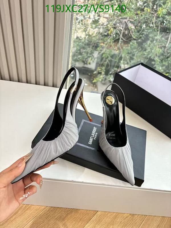 Yves Saint Laurent Women's Grey Ruched Slingback Heels