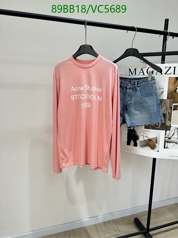 Acne Studios Stockholm 1996 Long-Sleeve Cotton T-Shirt - Pink Crewneck