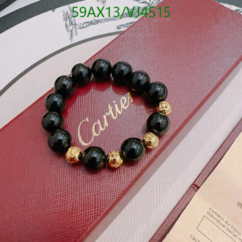 Cartier Beaded Bracelet with Black Onyx and Gold-Tone Accents - Elastic Fit