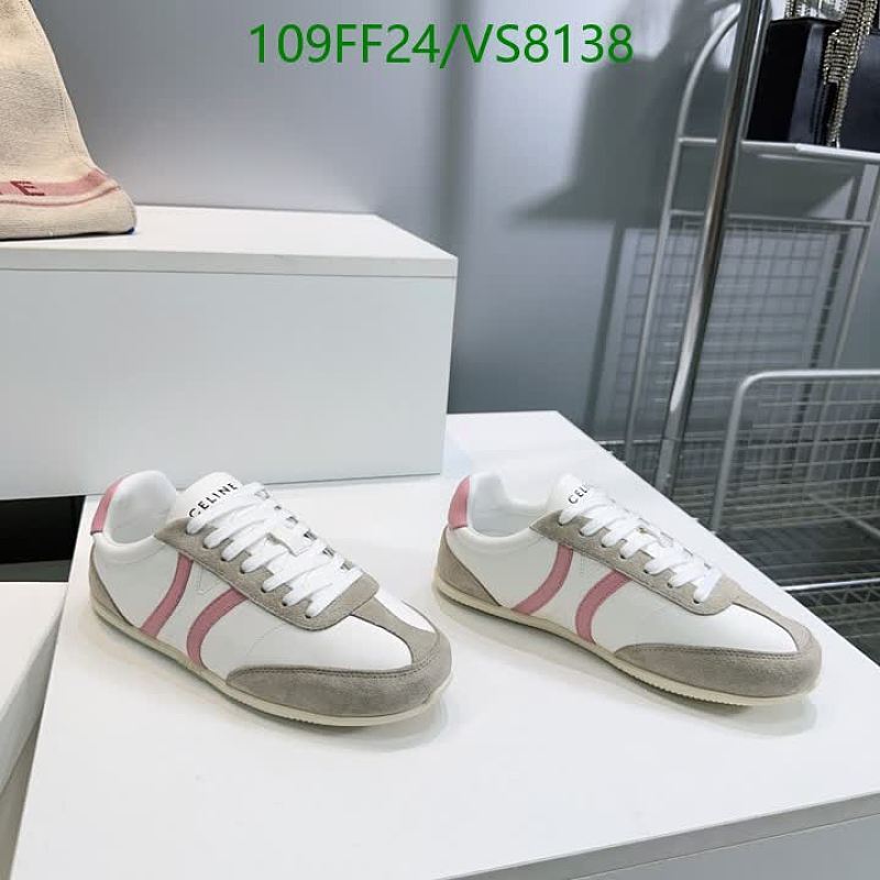 Celine Women's Low-Top Sneakers - White & Pink Leather Casual Shoes