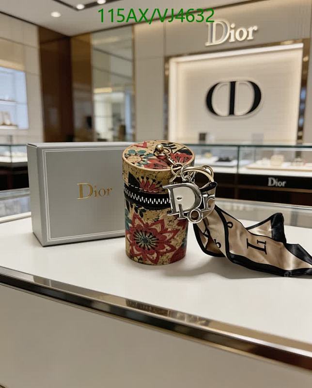 Dior Charm Keychain with Floral Print Case and Elegant Silk Scarf