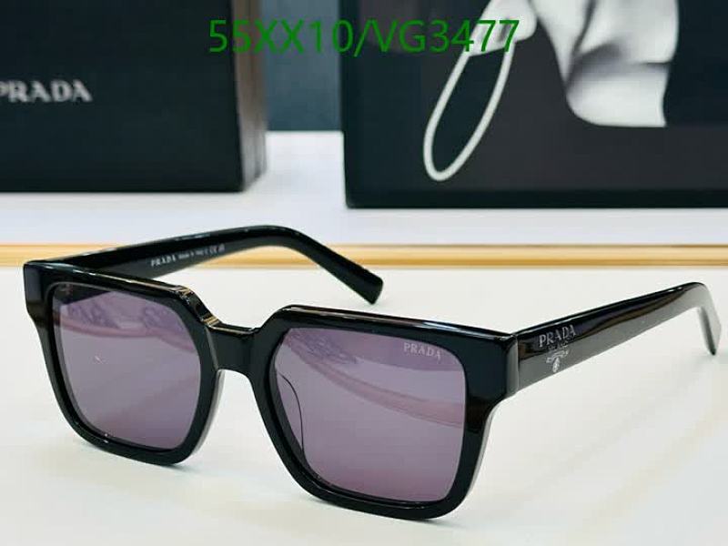 Prada Square Frame Sunglasses VG3477 - Stylish Black Design with UV Protection