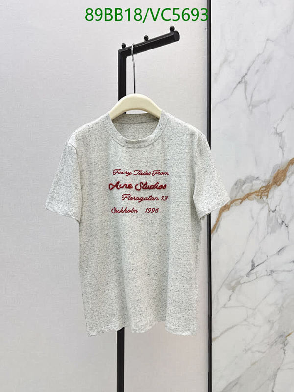 Acne Studios Grey Cotton T-Shirt with Embroidered Stockholm Design