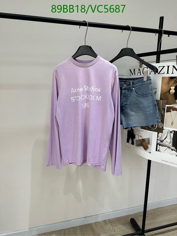 Acne Studios Long Sleeve T-Shirt - Lavender Cotton & Linen Blend Top
