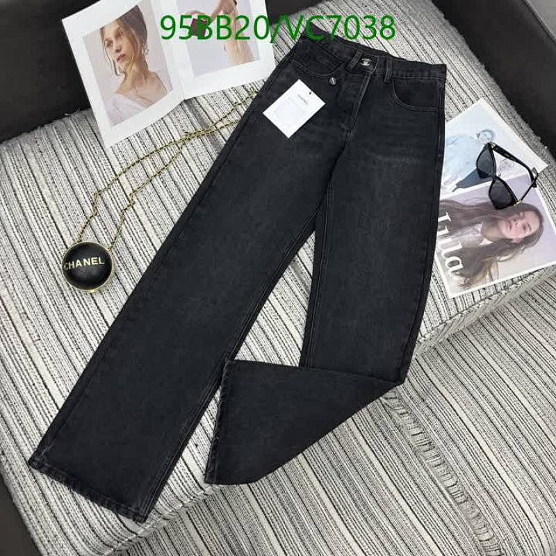 Chanel Women's Black Denim Wide-Leg Jeans - VC7038 S-M-L 34 Chanel Women's Black Denim Wide-Leg Jeans - VC7038 S-M-L