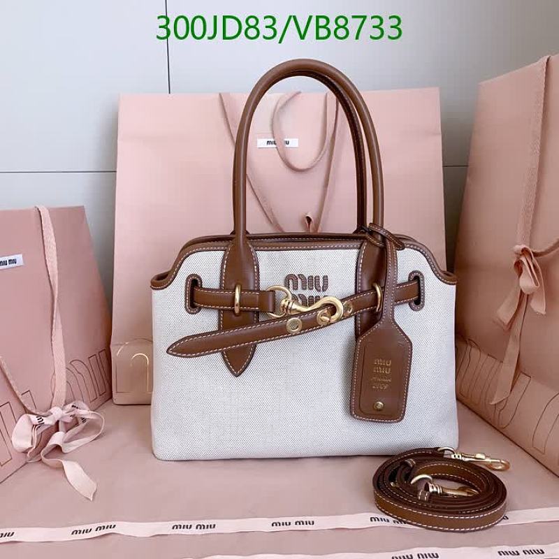 Miu Miu Canvas Leather Trim Tote Bag