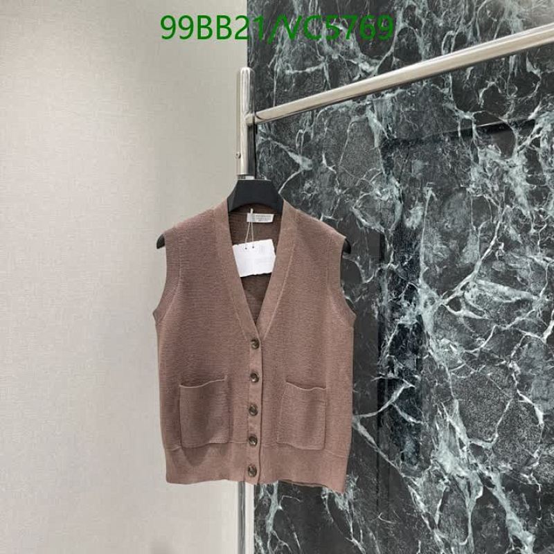 Brunello Cucinelli Women's Knitted V-Neck Button-Front Vest with Pockets