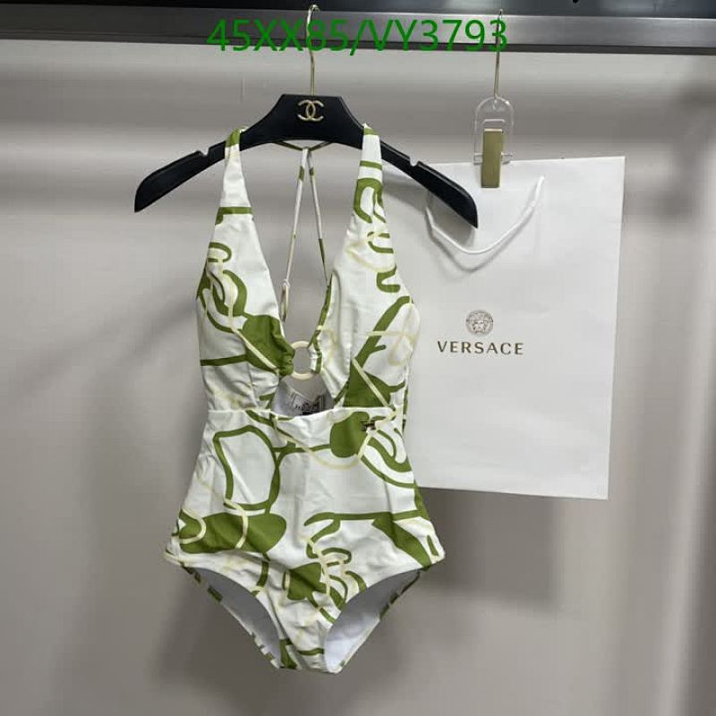 Versace Women's Halter One-Piece Swimsuit - Stylish Green Abstract Print