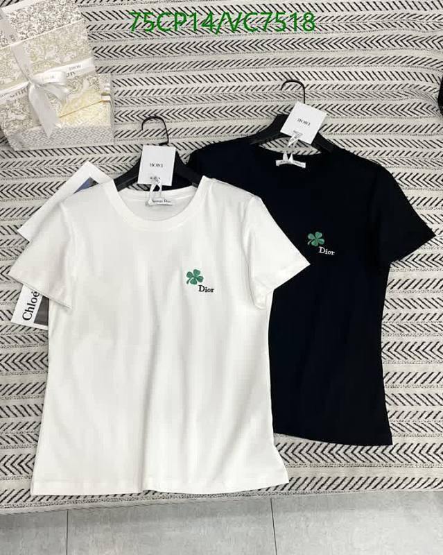 Dior Clover Embroidered Cotton T-Shirt - Short Sleeve Crew Neck for Women