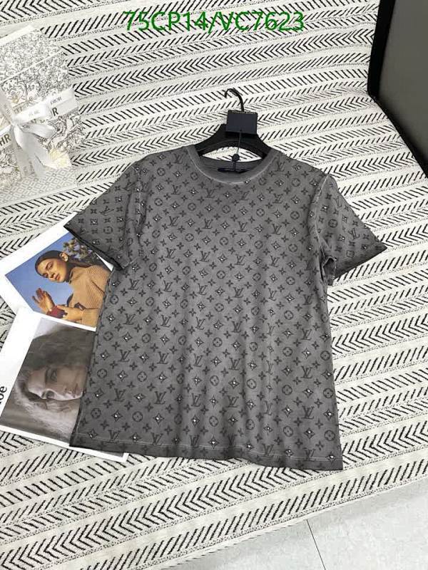 Louis Vuitton Men's Monogram Grey Cotton T-Shirt - Short Sleeve Crew Neck Top