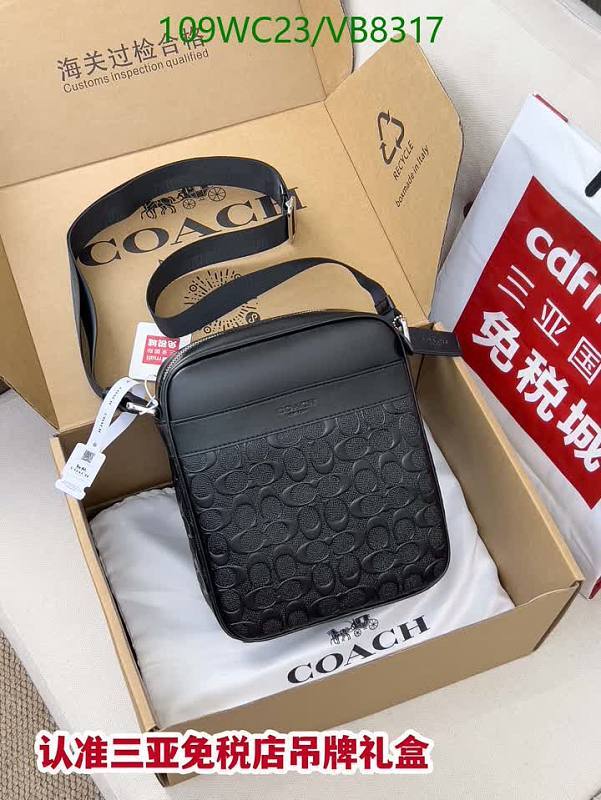 Coach Men's Black Leather Crossbody Bag with Signature Monogram