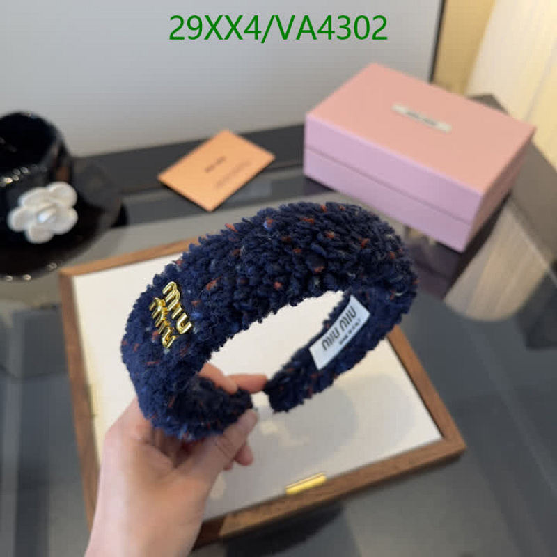 Miu Miu Luxurious Blue Sherpa Headband with Gold Logo Accent