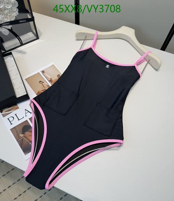 Chanel Chic Black & Pink One-Piece Swimsuit - Elegant Beachwear for Women