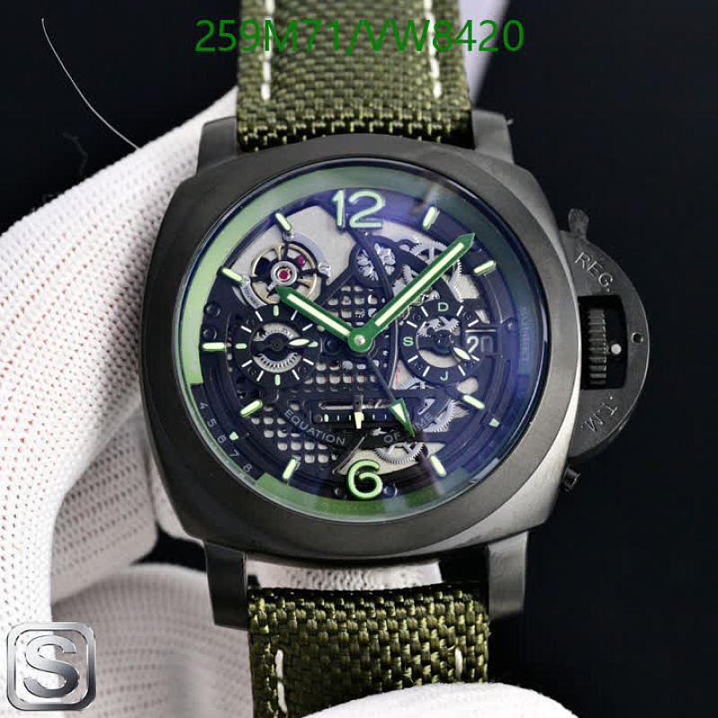 Panerai Style Automatic Watch for Men - Stainless Steel with Green Canvas Strap