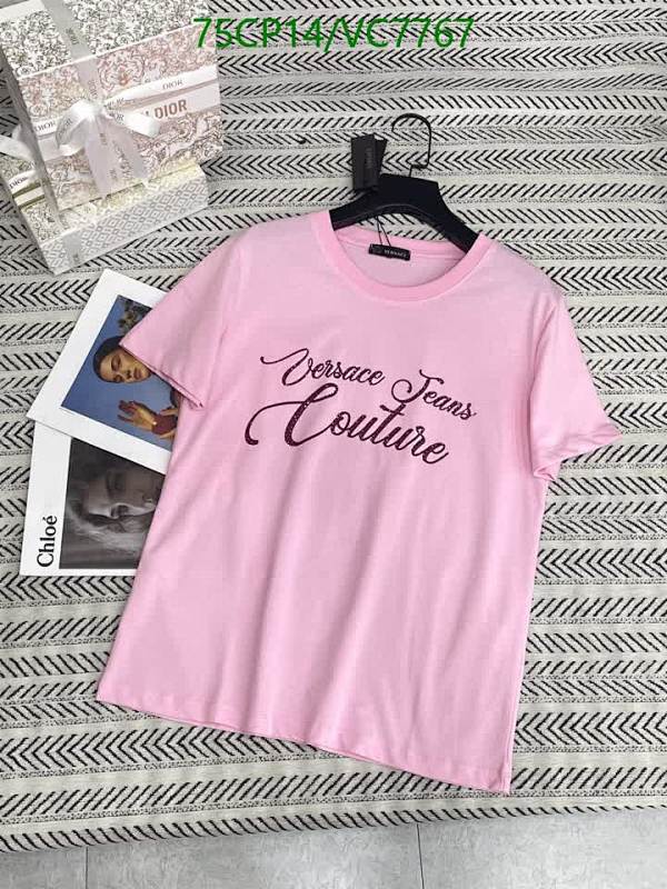 Versace Jeans Couture Women's Pink Cotton T-Shirt with Logo Print