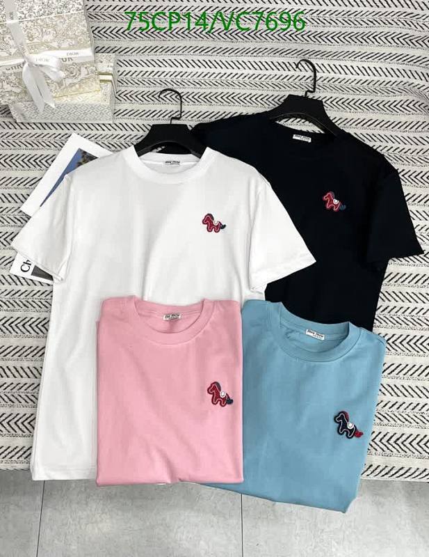 Miu Miu Embroidered Horse Logo Cotton T-Shirt for Women - S-L Sizes Available