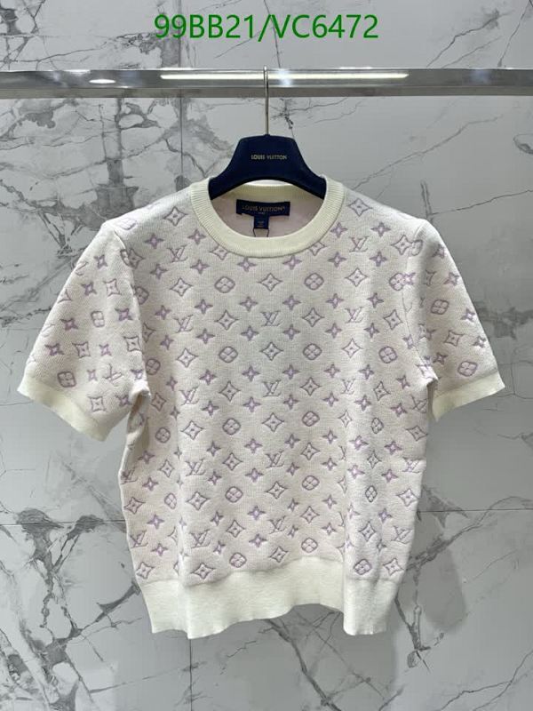 Louis Vuitton Monogram Short Sleeve Knit Top - Elegant Cream & Lilac Design