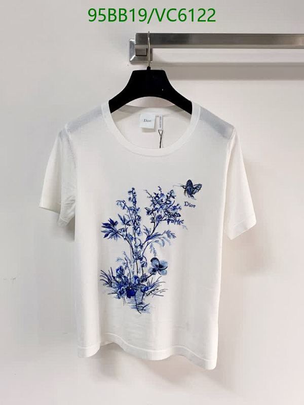 Dior Women's Cotton T-Shirt with Butterfly and Floral Print - White