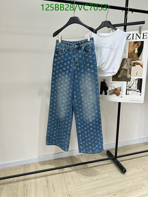 Ann Andelman Women's Patterned Denim Jeans - Stylish Wide Leg Cotton Blend