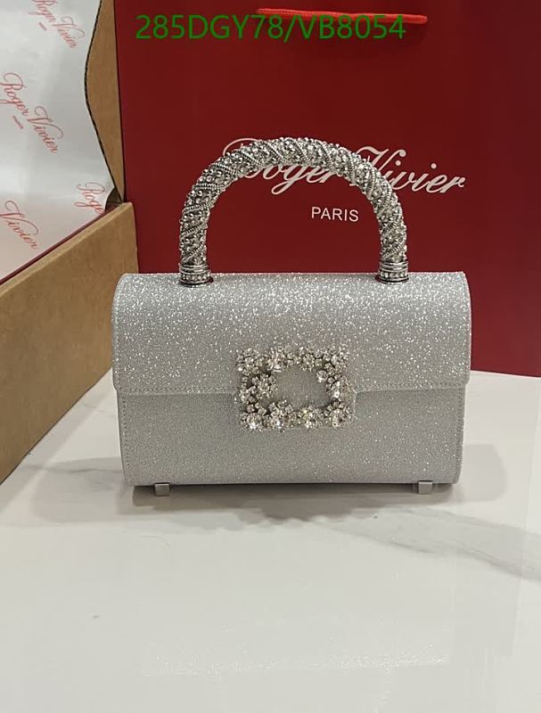 Roger Vivier Sparkling Crystal Buckle Genuine Leather Handbag