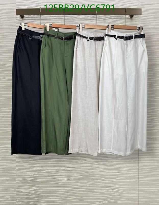 Prada Women's Wide Leg Linen Trousers - Comfortable & Stylish Palazzo Pants