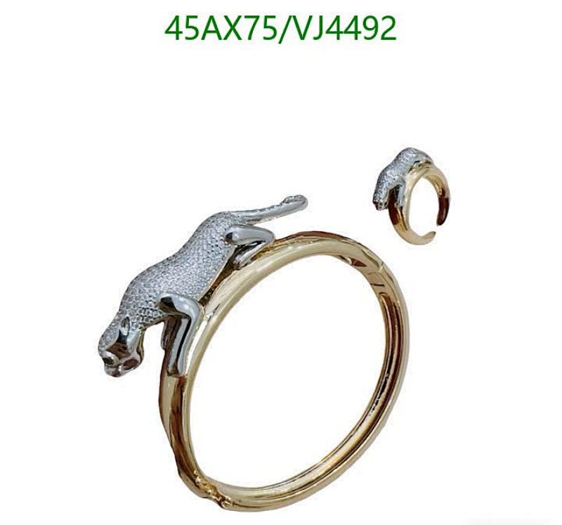 Cartier-Inspired Panther Jewelry Set: Elegant Bracelet & Ring with Sparkling Accents