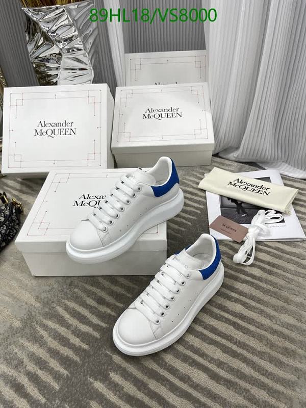 Alexander McQueen Women's Oversized Sneaker White Blue Heel Leather EU 34-45