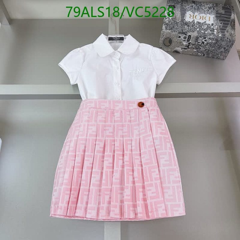 Fendi Kids' Charming Pink Pleated Skirt & White Blouse Set - VC5228