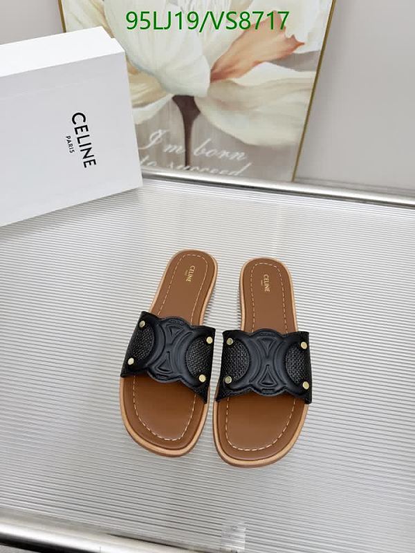 Celine Women's Black Calf Leather Slide Sandals