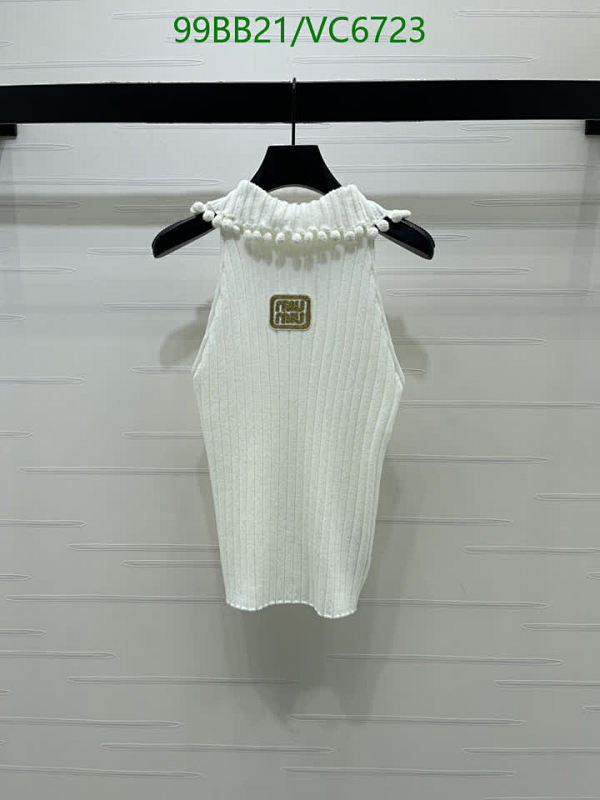 Miu Miu Women's White Ribbed Knit Halter Top with Logo Detail