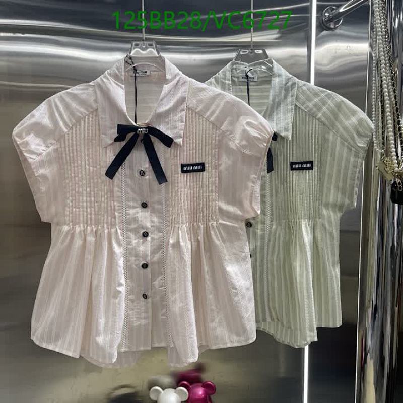 Miu Miu Women's Cotton Pleated Blouse with Bow Detail - Short Sleeve Top