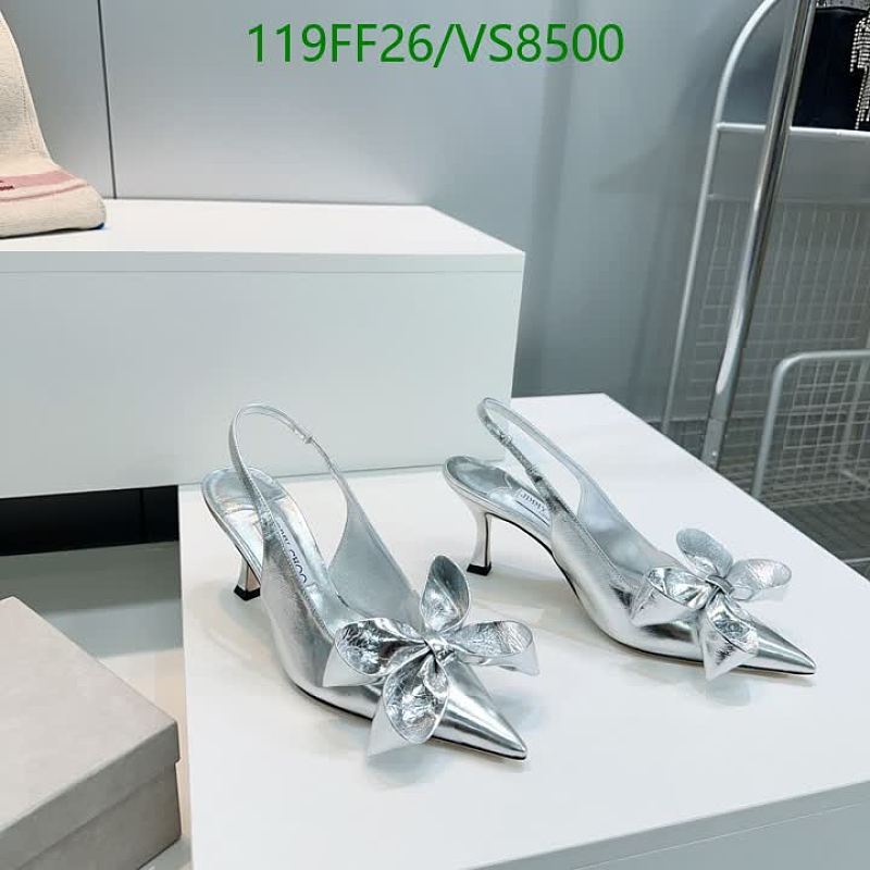 Jimmy Choo Women's Silver Slingback Bow Heels - Sheepskin Leather