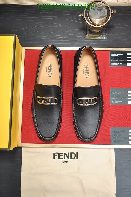 Fendi Men's Black Leather Loafers with FF Buckle Detail