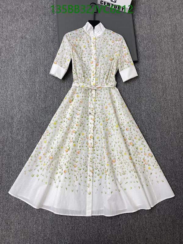 Elegant Dior Floral Print Cotton Midi Dress with Belt for Women