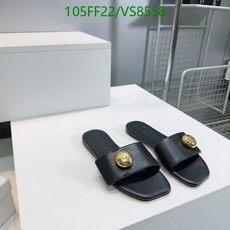 Loewe Women's Black Sheepskin Slip-On Slides with Gold Detail