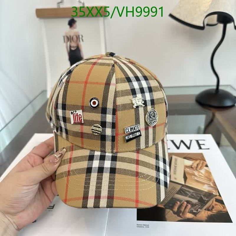 Burberry Vintage Check Baseball Cap with Climate Revolution Pins