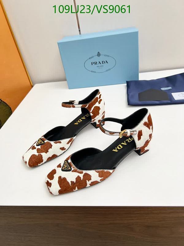 Prada Women's Cowhide Sheepskin Leather Mary Jane Shoes - Brown/White