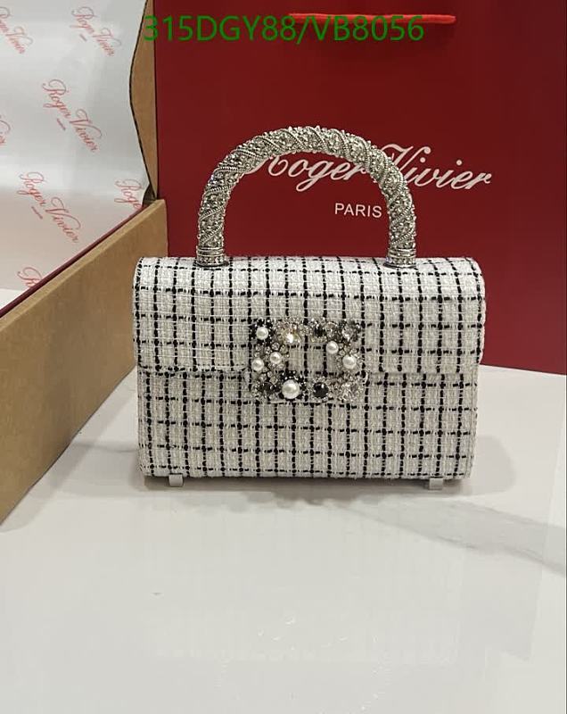 Roger Vivier Embellished Tweed Top Handle Bag - Black & White