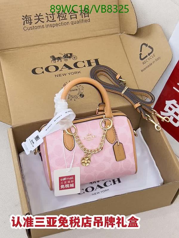 Coach Women's Pink Signature PVC Cowhide Dual Handle Satchel Bag