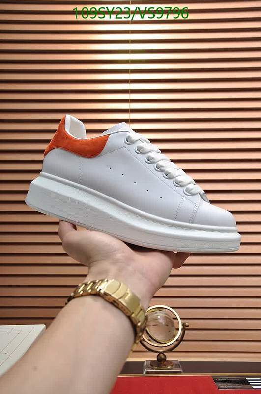 Alexander McQueen Women's White & Orange Leather Platform Sneakers