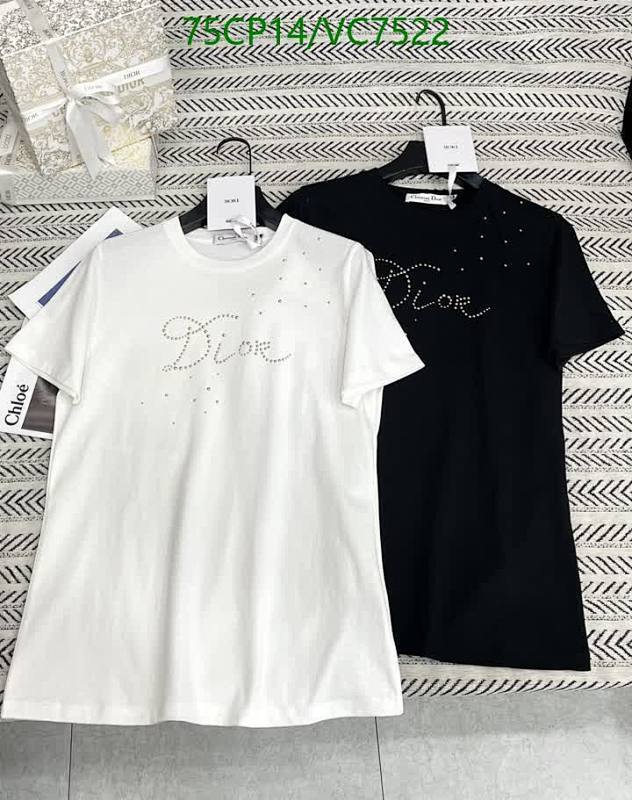 Dior Cotton T-Shirts with Rhinestone Logo - VC7522 (Black & White)