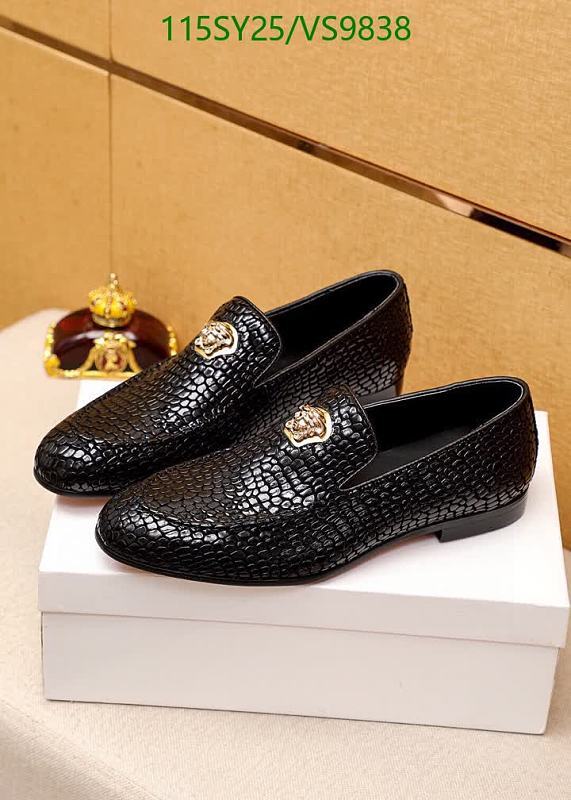 Versace Men's Black Leather Embossed Loafers with Medusa Emblem