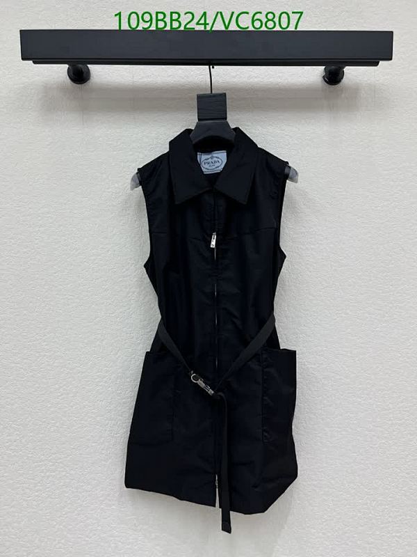 Prada Women's Black Sleeveless Collared Dress with Belt - Stylish Polyester