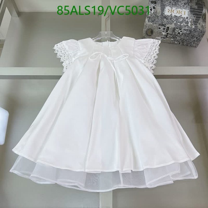 Diorr-Kids White Pleated Dress with Lace Trim - Elegant Children's Clothing