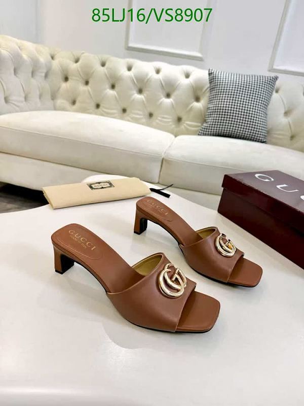Gucci Women's Brown Leather Slide Heeled Sandals EU 35-43